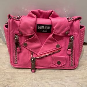 Moschino pink leather biker bag